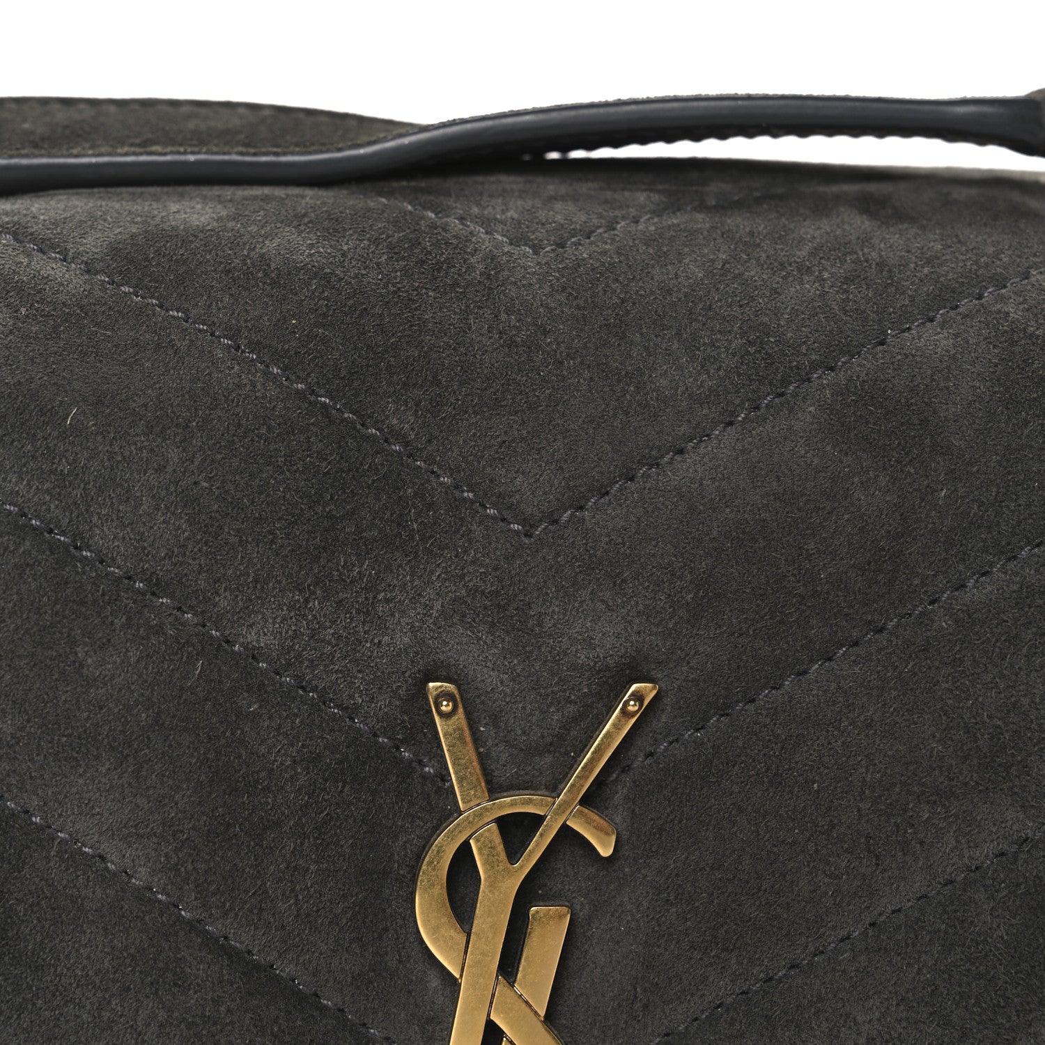 Saint Laurent Suede Y Quilted Monogram Small Loulou Chain Satchel Storm 8 of 11