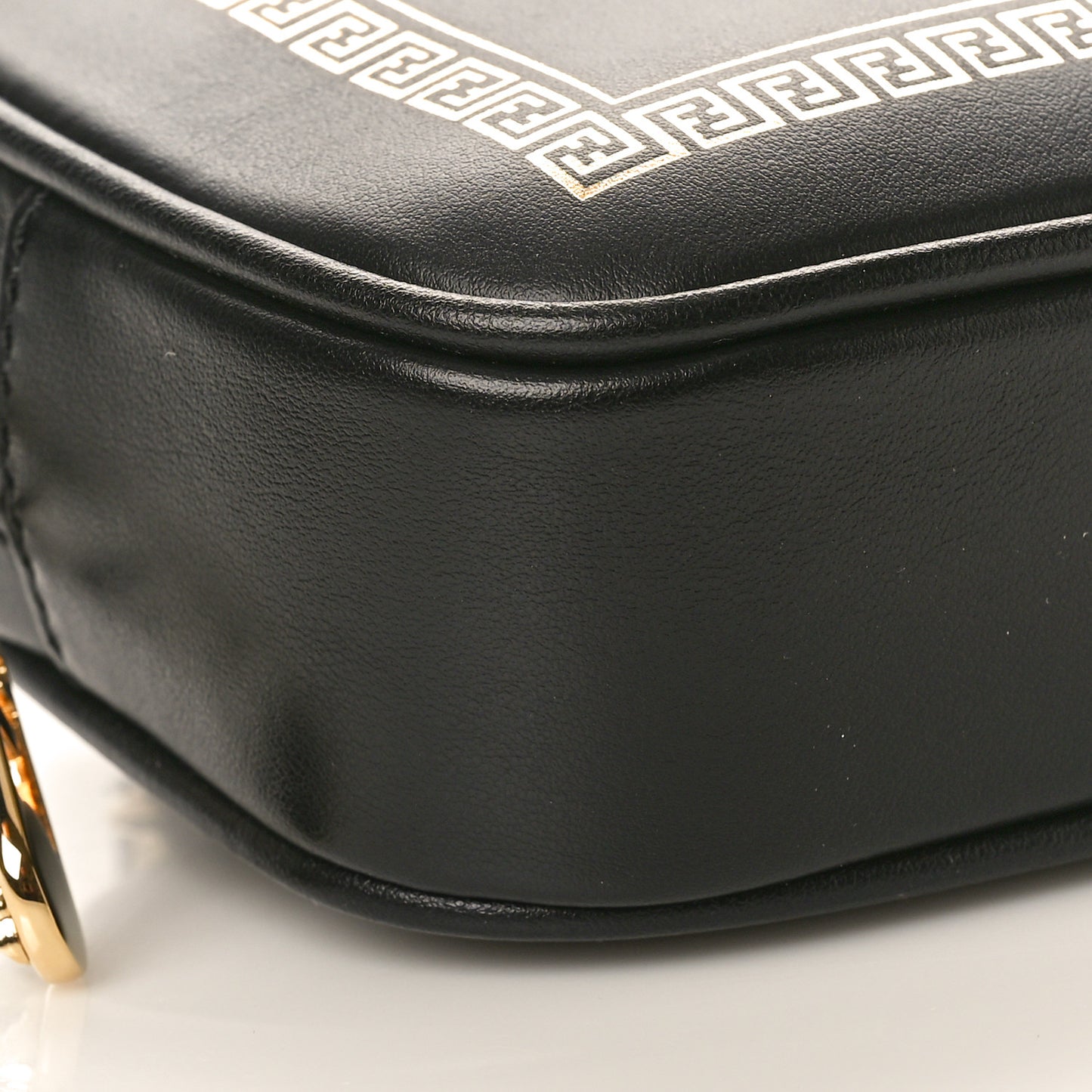 X VERSACE Vitello Cover Fendace Medusa Small Camera Case Black Gold