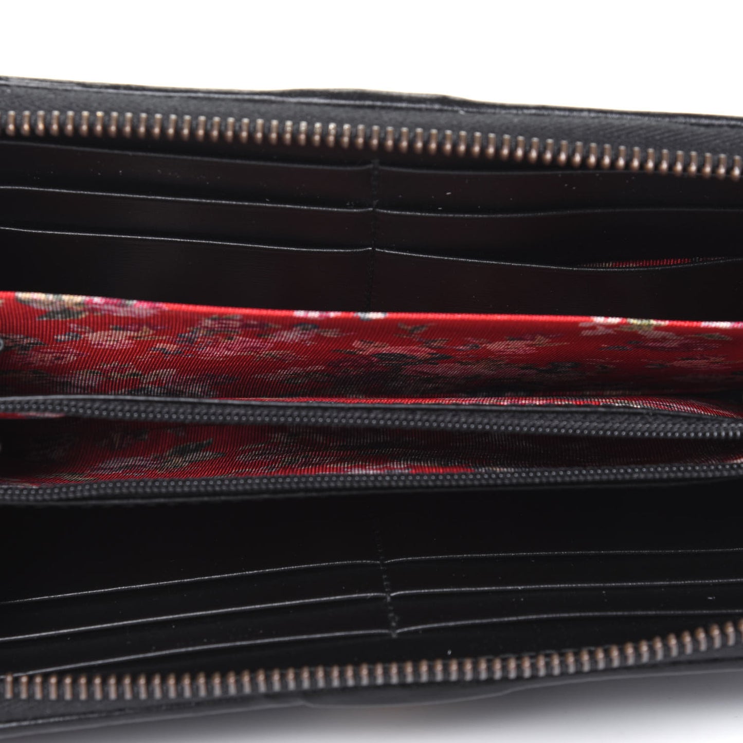 Calfskin Web Trapuntata GG Zip Around Wallet Black