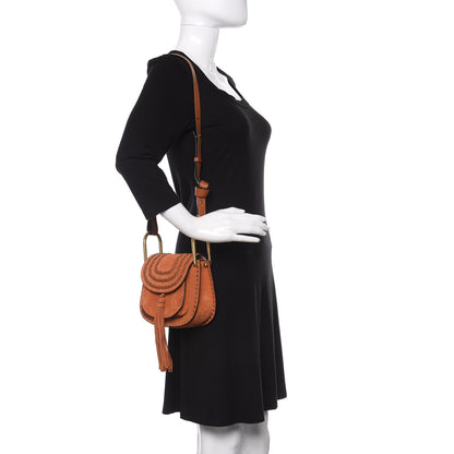 Chloe Suede Calfskin Braided Mini Hudson Shoulder Bag Tannish Red 2 of 10