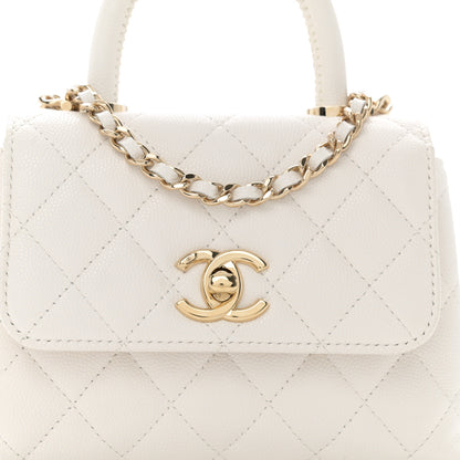 Chanel Caviar Quilted Coco Handle Clutch With Chain White 8 of 10