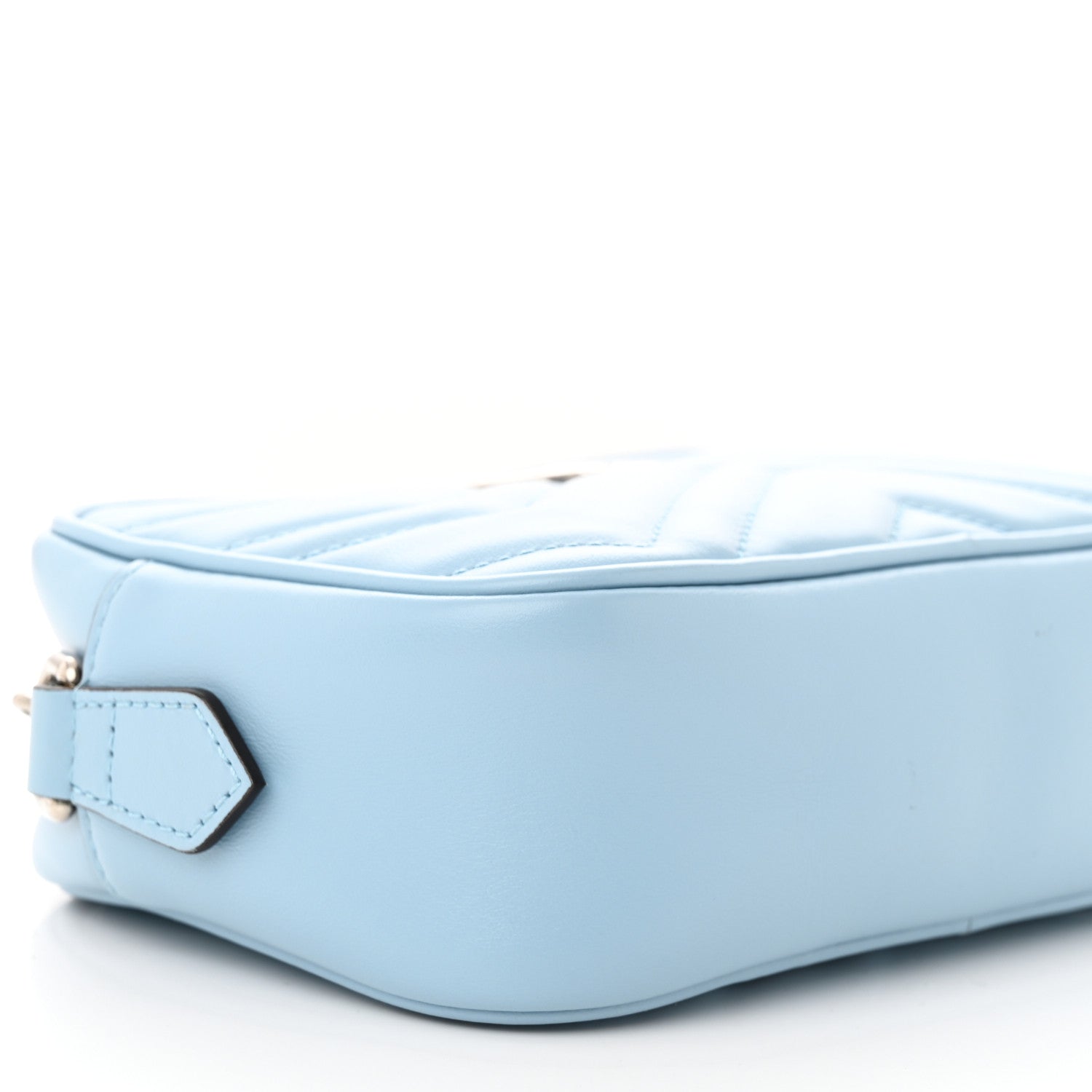 Gucci Calfskin Matelasse Mini GG Marmont Chain Shoulder Bag Porcelain Light Blue 9 of 10