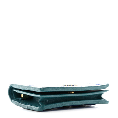 Gucci Azalea Calfskin Enamel Matelasse Diagonal Torchon GG Marmont Card Case Imperial Blue Pavone 4 of 9