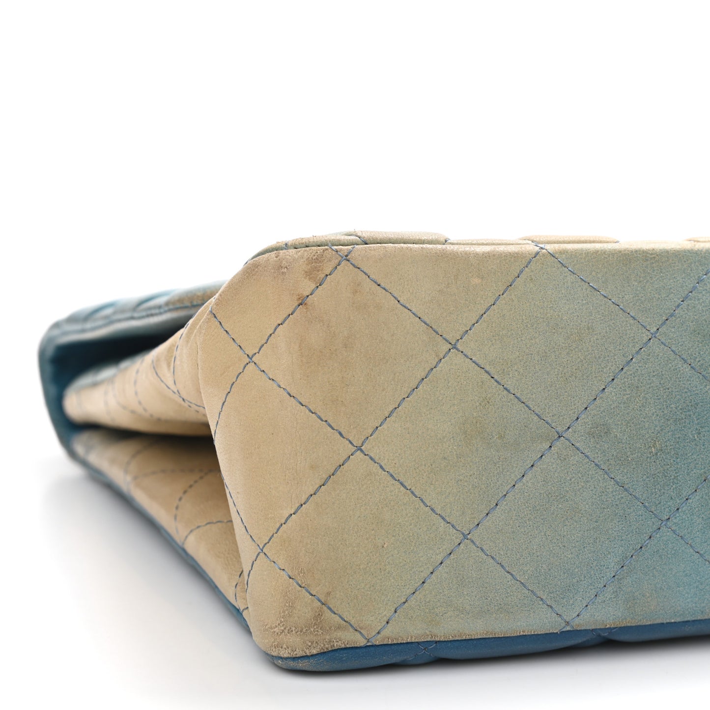 Lambskin Degrade Quilted Jumbo Single Flap Light Blue