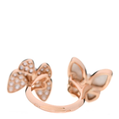 Van Cleef & Arpels 18K Rose Gold Diamond Mother of Pearl Two Butterfly Between The Finger Ring 50 5.25 3 of 6