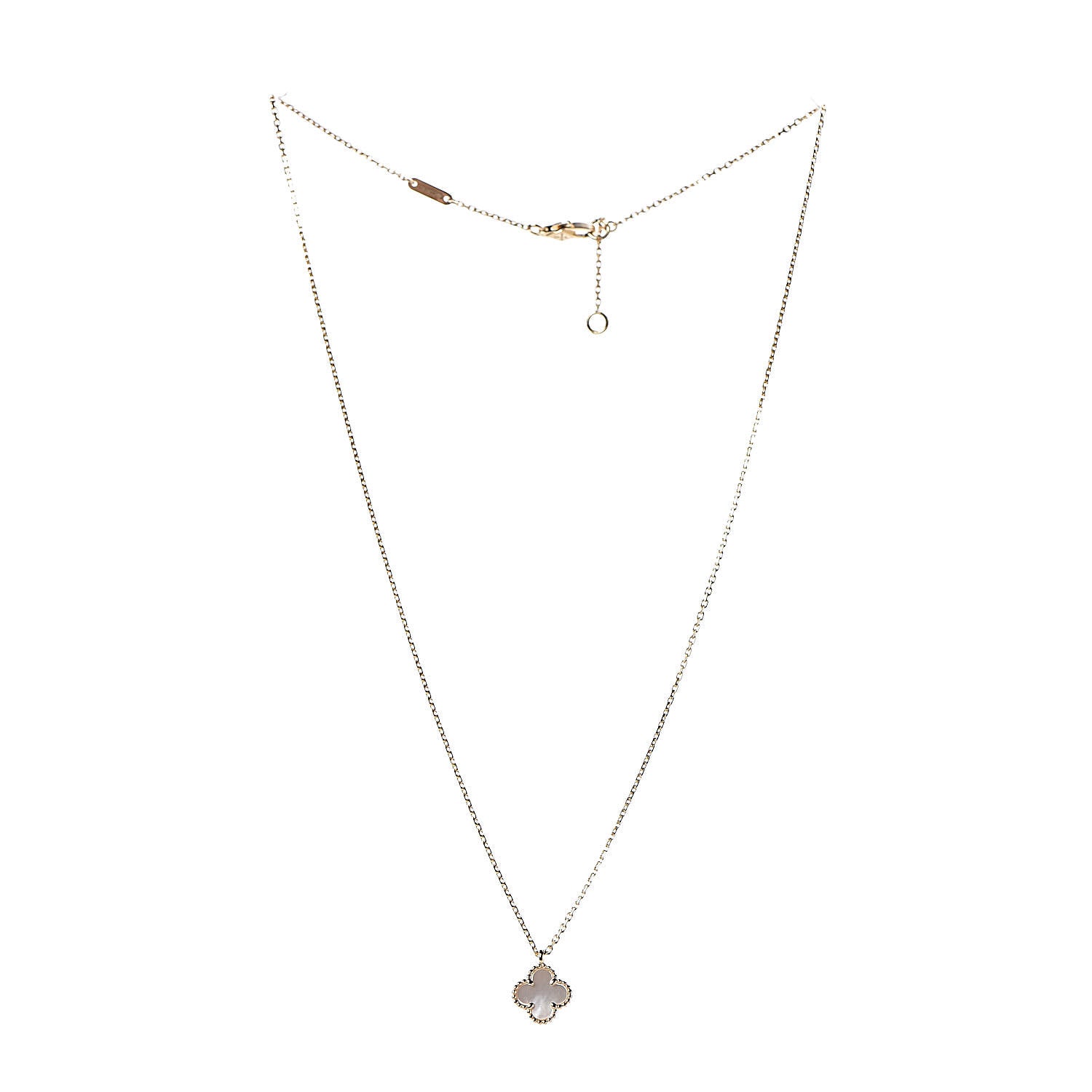 Van Cleef & Arpels 18K Yellow Gold Mother of Pearl Sweet Alhambra Pendant Necklace 3 of 8