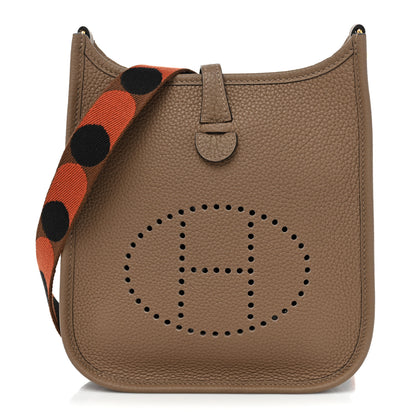 Hermes Taurillon Clemence Flipperball Sangle Evelyne TPM Beige De Weimar Noisette Cuivre Gold 1 of 8