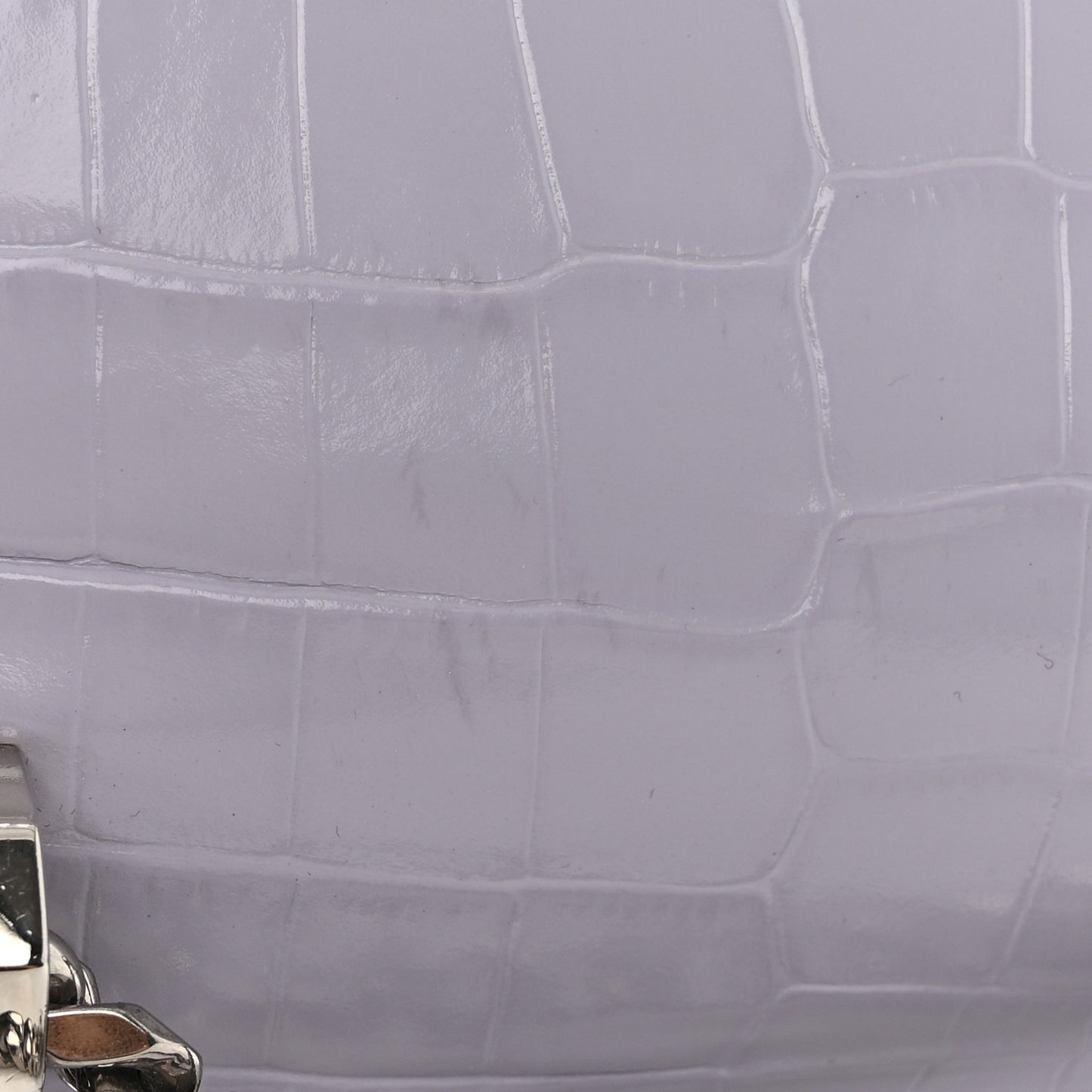 Shiny Crocodile Embossed Jeweled Satchel Lavender