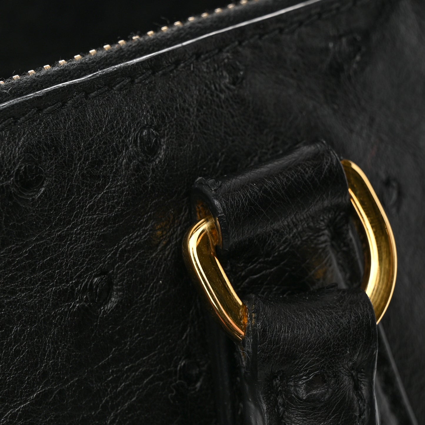 Ostrich Double Zip Tote Black