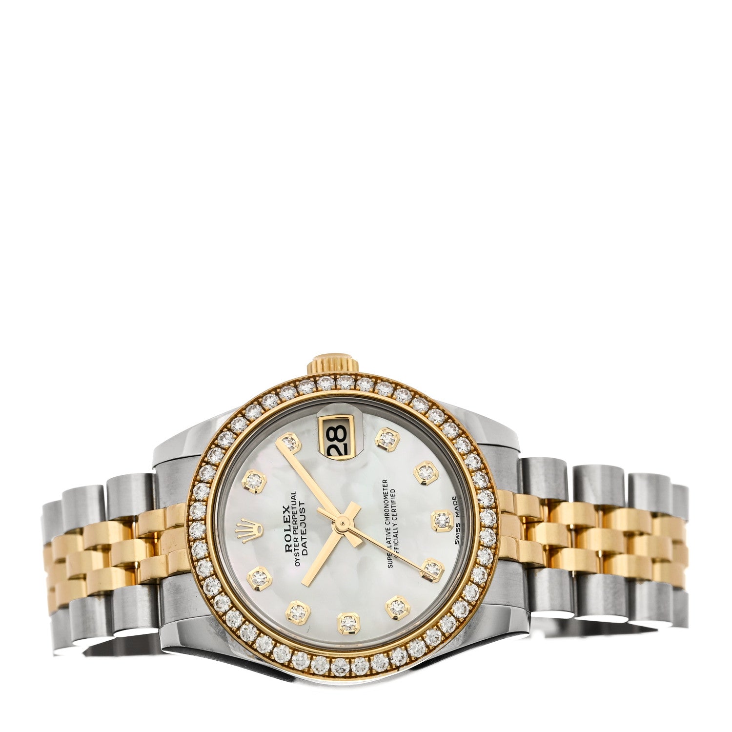 Rolex Stainless Steel 18K Yellow Gold Diamond Mother of Pearl 31mm Oyster Perpetual Datejust Watch 178383 2 of 5
