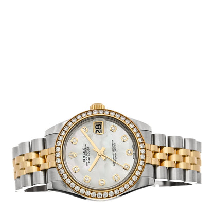 Rolex Stainless Steel 18K Yellow Gold Diamond Mother of Pearl 31mm Oyster Perpetual Datejust Watch 178383 2 of 5