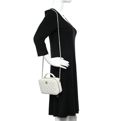 Chanel Caviar Quilted Top Handle Vanity Case White 2 of 11