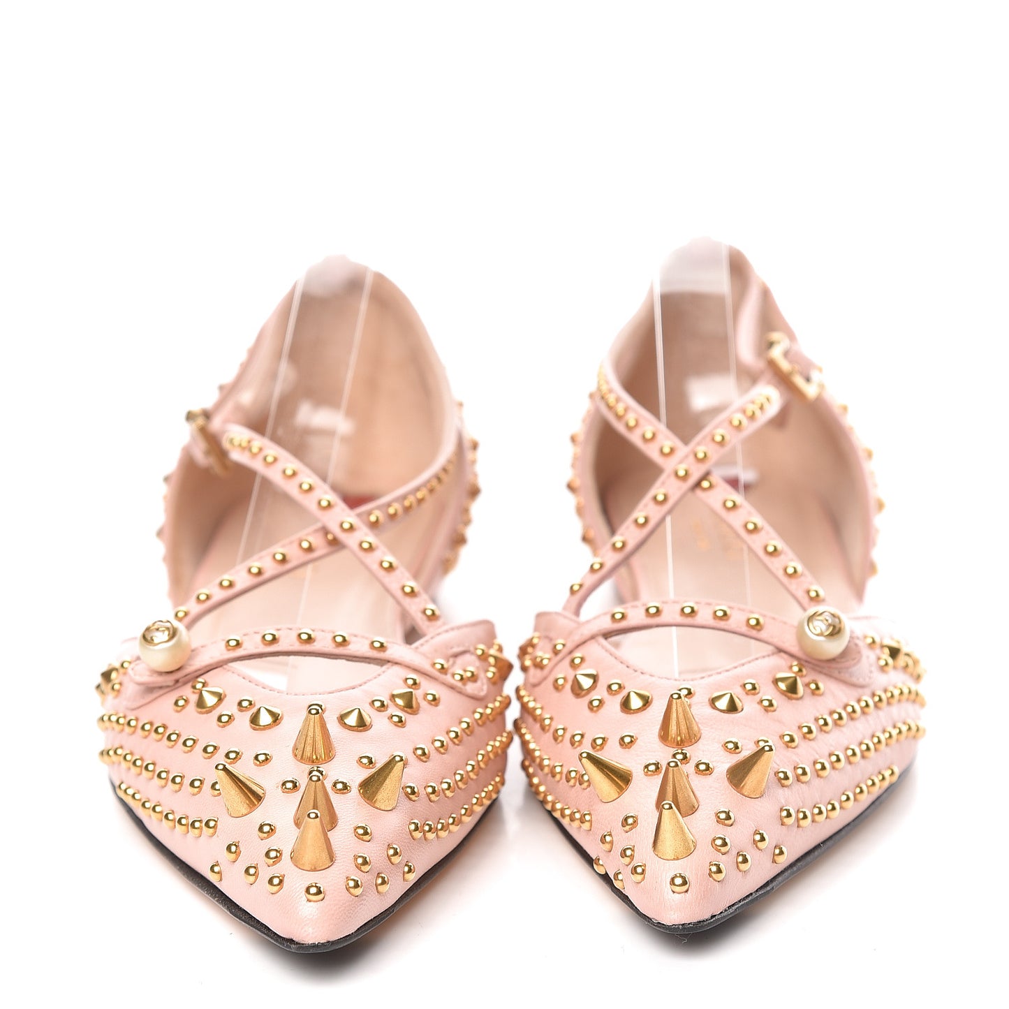 Malaga Kid Studded Pointed Toe Unia Flats 38 Perfect Pink