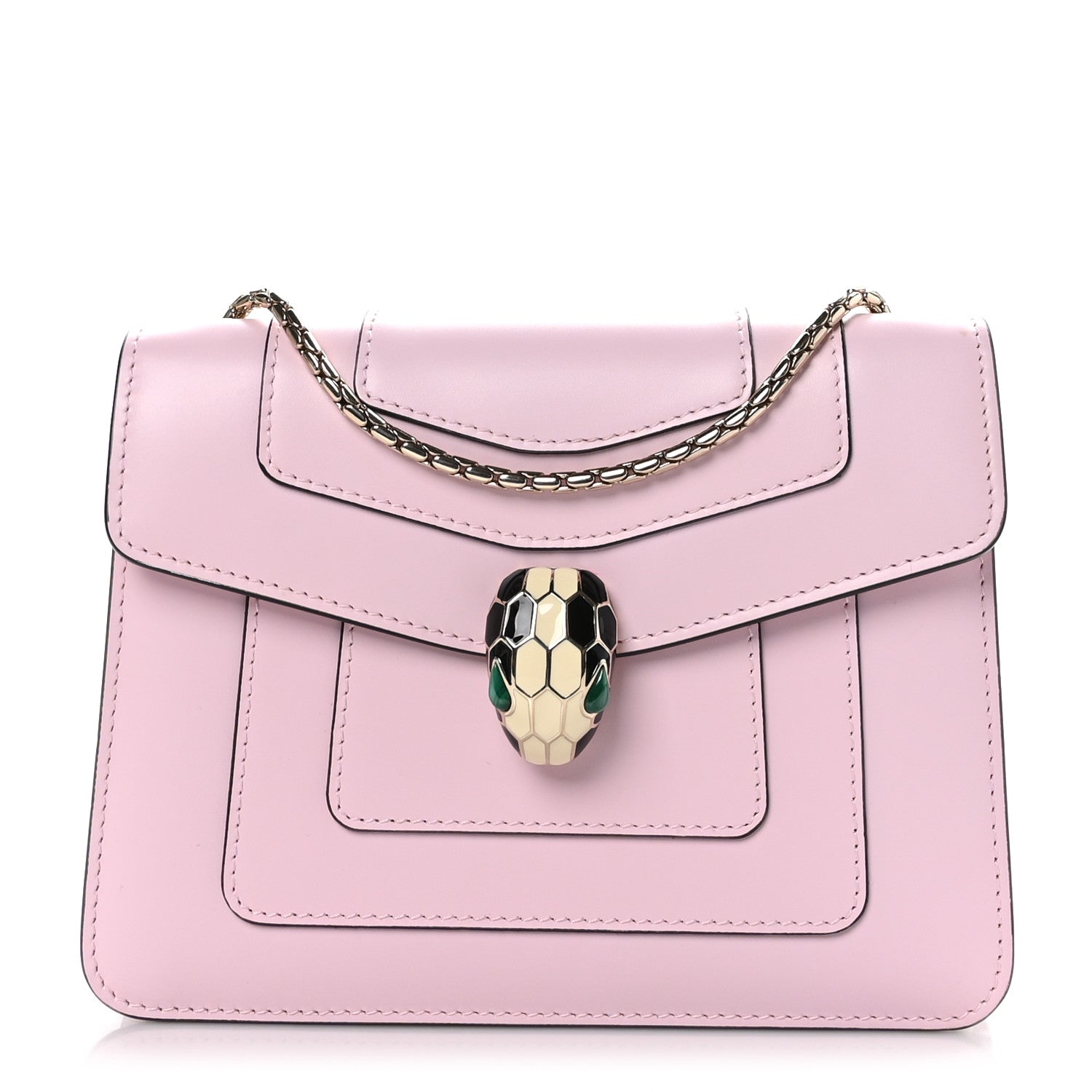 Bulgari Calfskin Small Serpenti Forever Snake Strap Crossbody Bag Light Pink 3 of 10