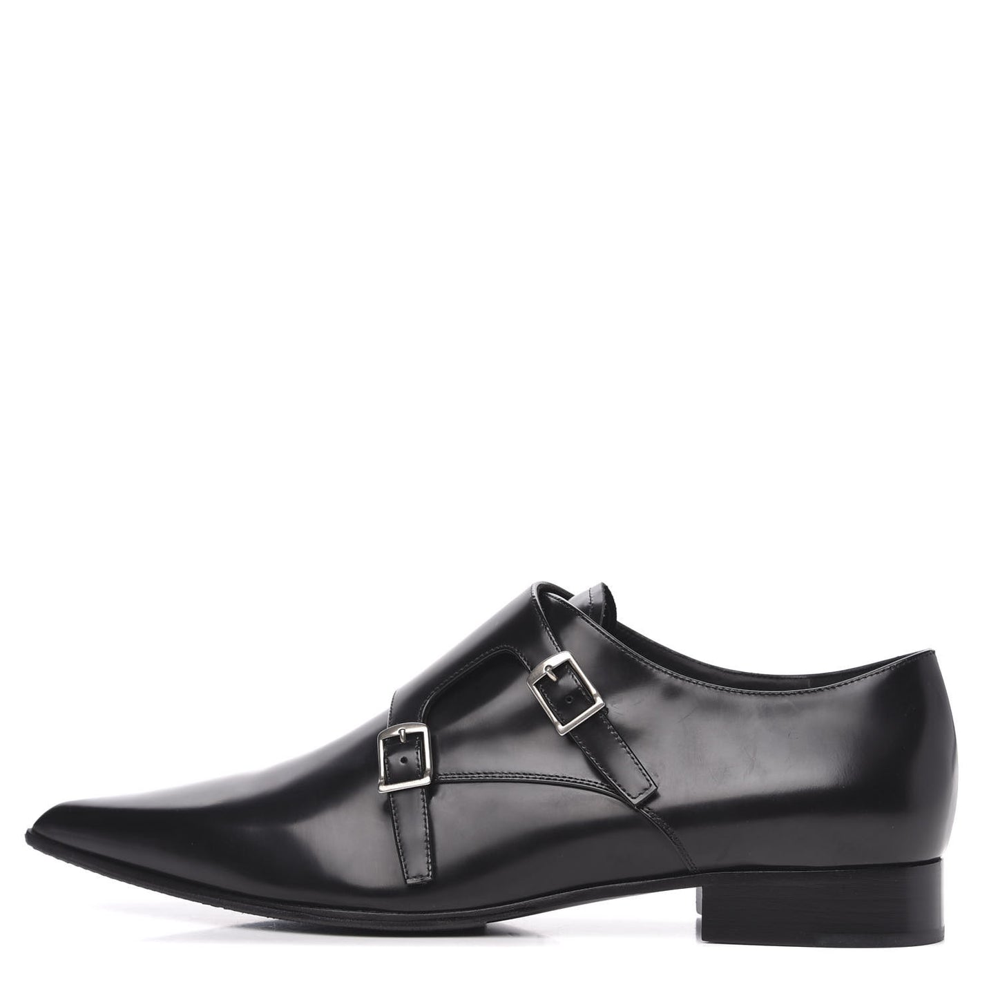 Brushed Calfskin Swing Monk Shoe 41 Black