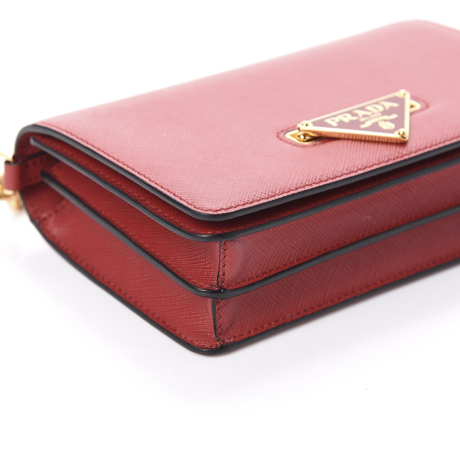 Prada Saffiano Chain Crossbody Bag Fuoco 7 of 8