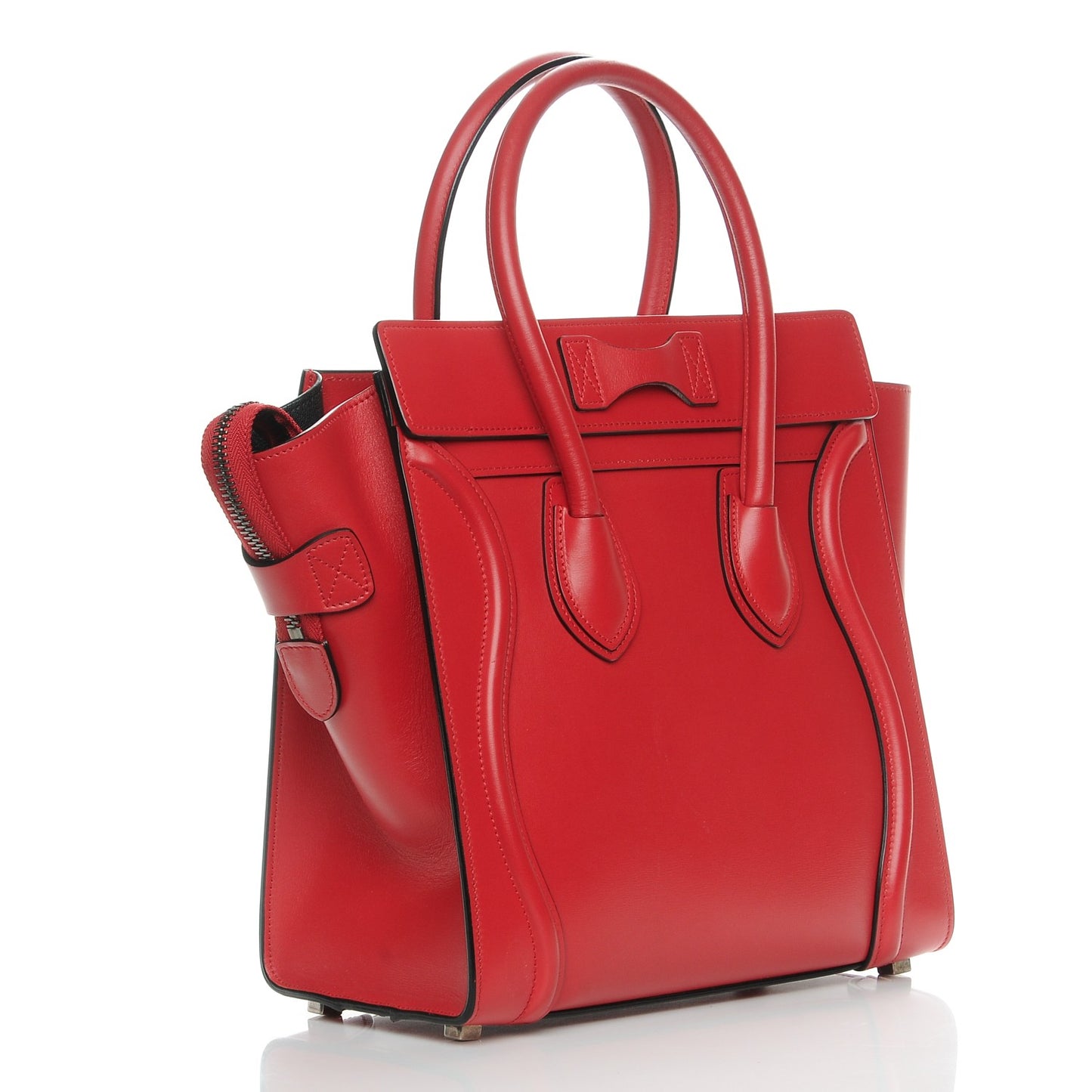 Drummed Calfskin Micro Luggage Red