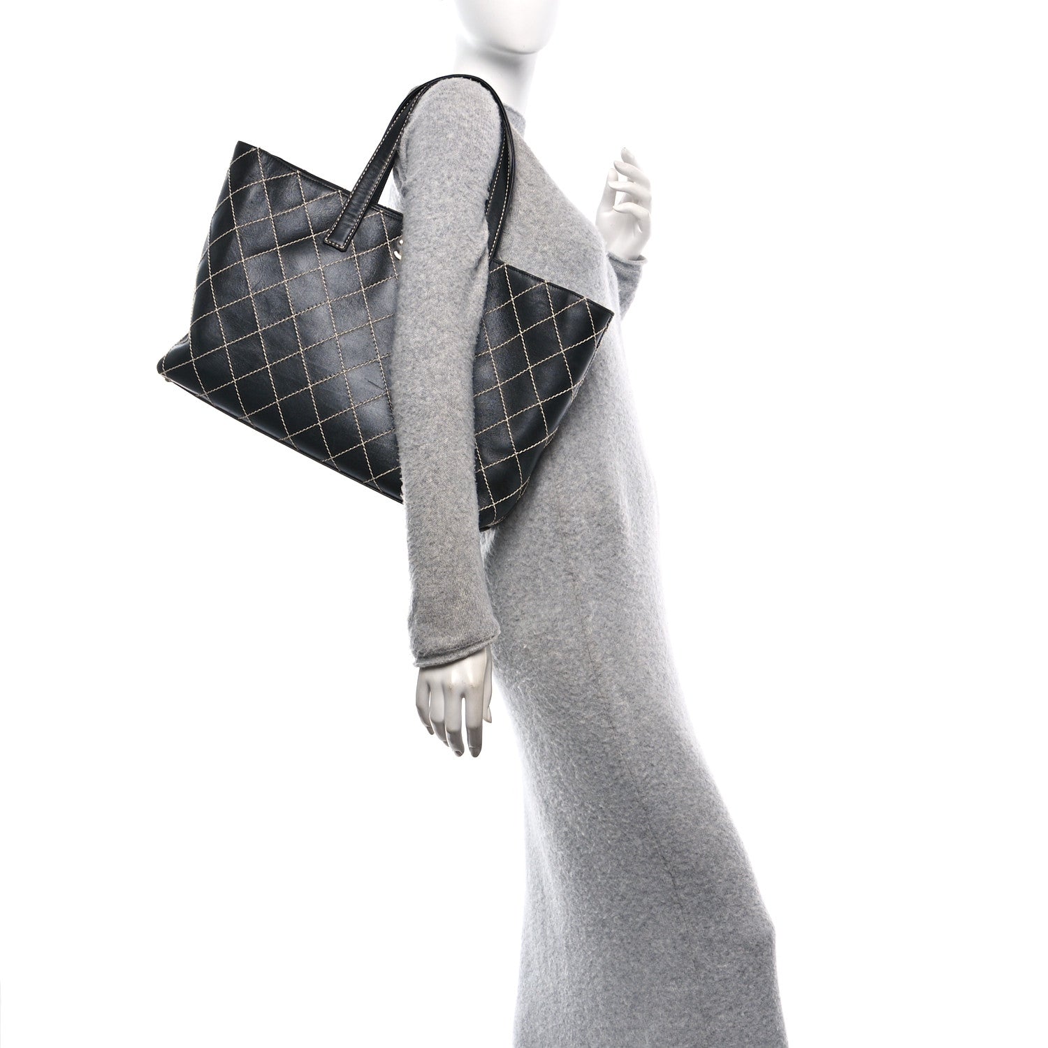 Chanel Calfskin Wild Stitch Large Tote Black 2 of 10