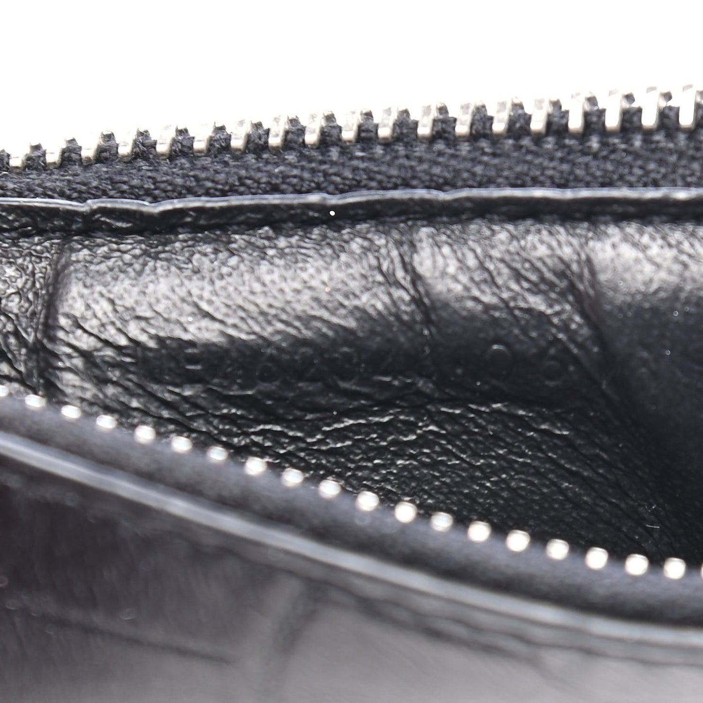Calfskin Crocodile Embossed 5 Fragments Zip Pouch Card Holder Black