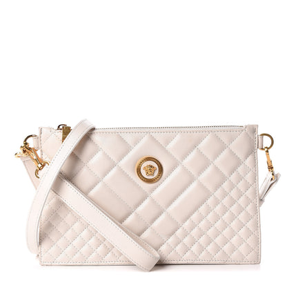 Versace Calfskin Quilted Tribute Icon Crossbody Flat Pouch White 1 of 10