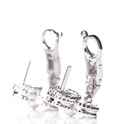 Van Cleef & Arpels 18K White Gold Diamond Vintage Alhambra Earrings 3 of 4
