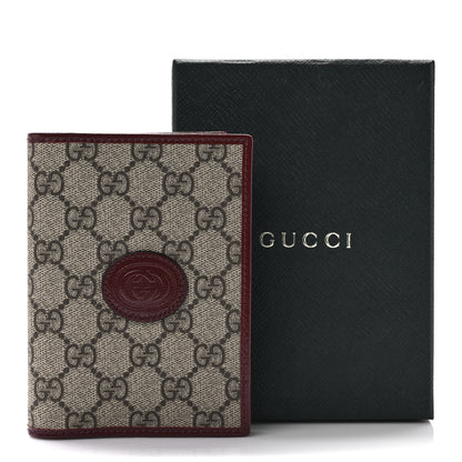 Gucci GG Supreme Monogram Azalea Calfskin Retro Interlocking G Passport Case Beige Red 7 of 7