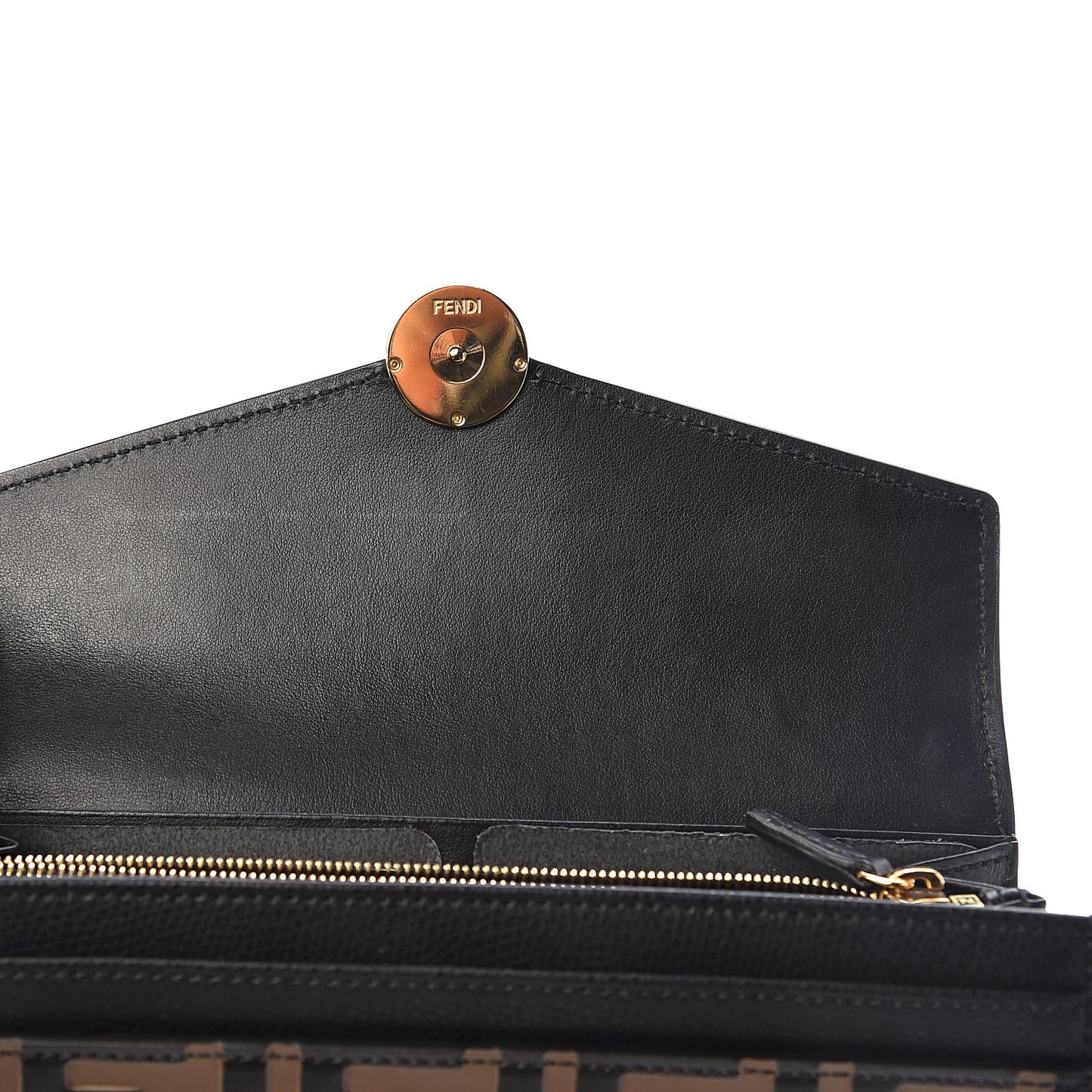 Vitello Cruise F is Fendi Bi-Color FF 1974 Embossed Continental Envelope Wallet Maya Black