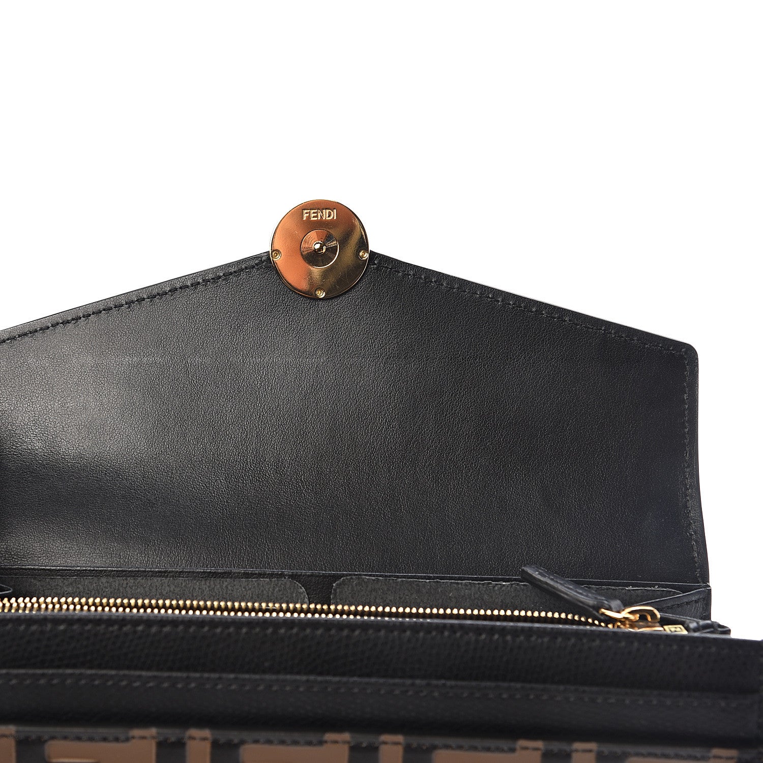 Fendi Vitello Cruise F is Fendi Bi-Color FF 1974 Embossed Continental Envelope Wallet Maya Black 5 of 7
