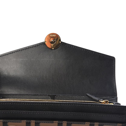 Fendi Vitello Cruise F is Fendi Bi-Color FF 1974 Embossed Continental Envelope Wallet Maya Black 5 of 7