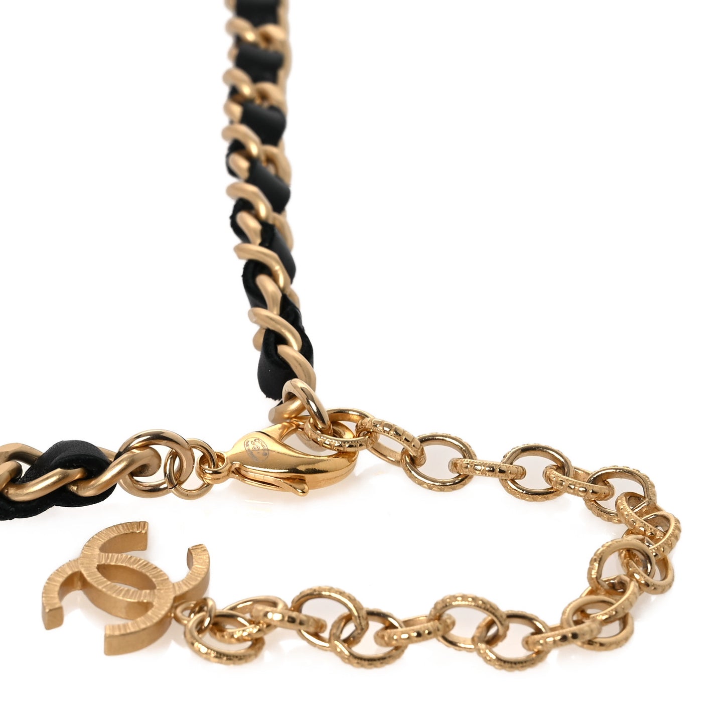 Calfskin Crystal Chain Camellia Belt 85 34 Black Gold