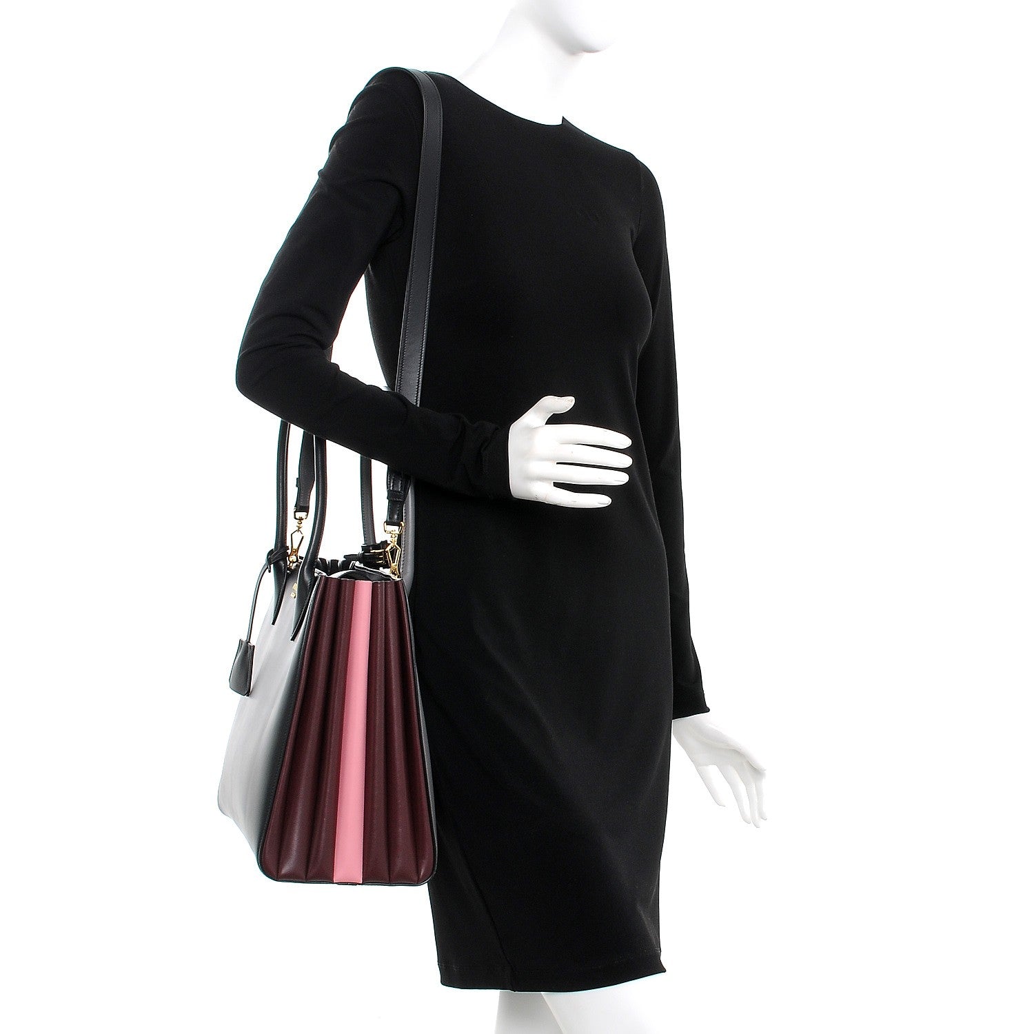 Prada City Calf Bibliotheque XL Tote Nero Black Marmo Granato 2 of 7