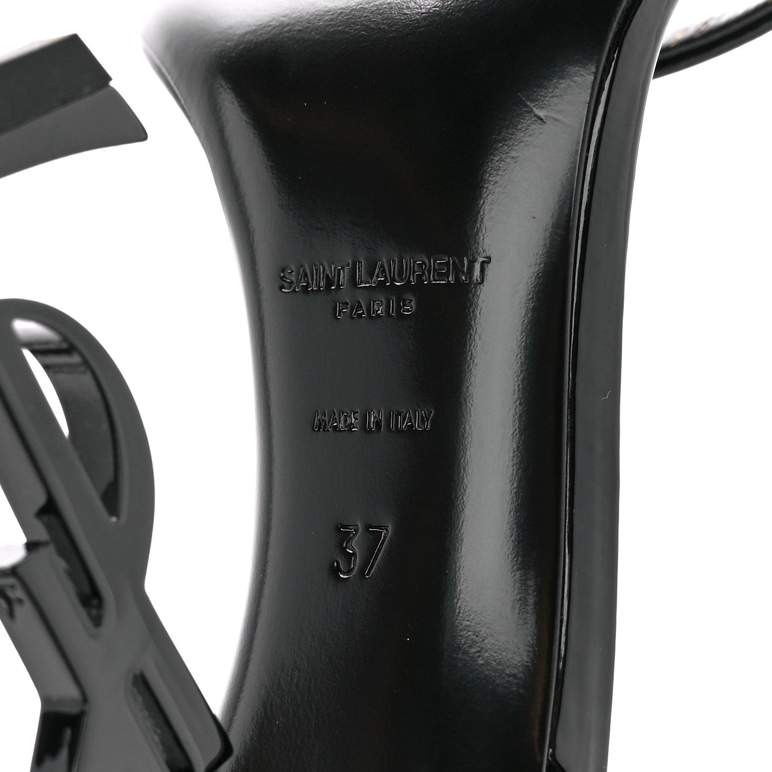 Saint Laurent Patent Calfskin Opyum 110 Sandals 37 Black 6 of 8