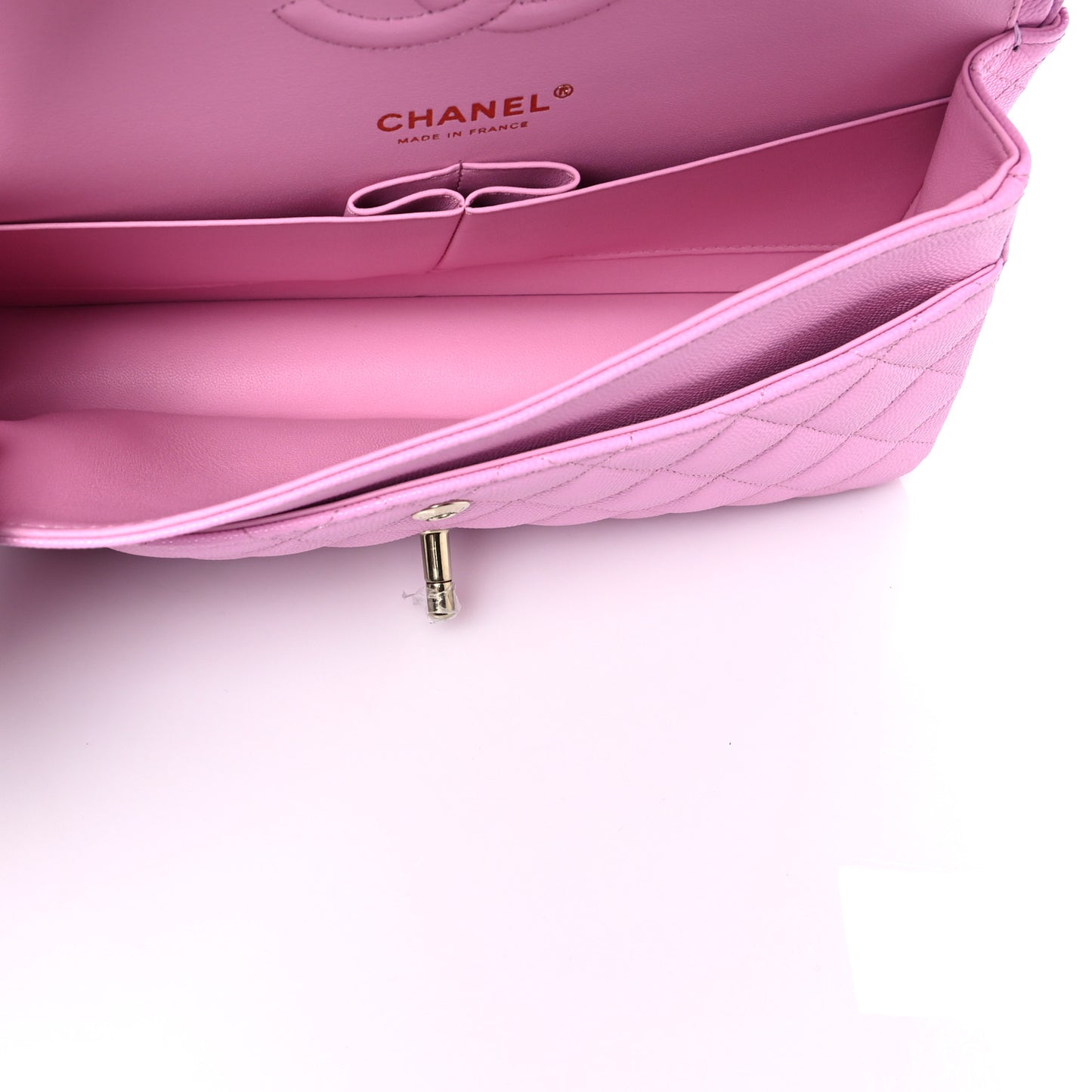 Caviar Quilted Medium Double Flap Pink