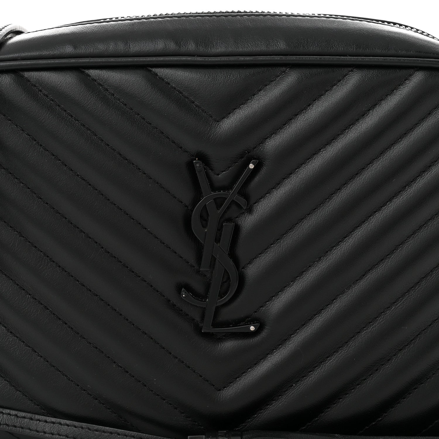 Saint Laurent Calfskin Matelasse Monogram Monochrome Lou Camera Bag Black 8 of 13