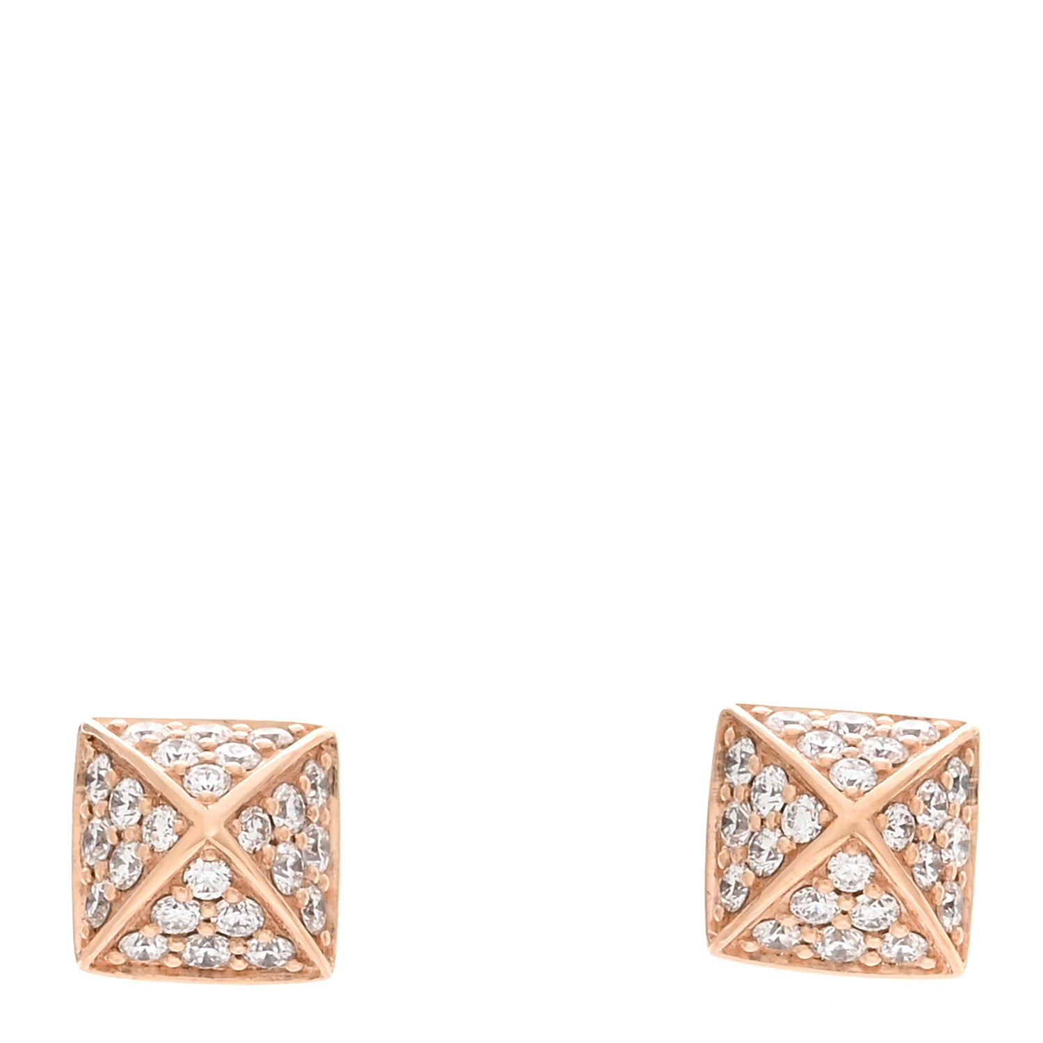 Hermes 18K Rose Gold Diamond Clou d'H Stud Earrings 1 of 5
