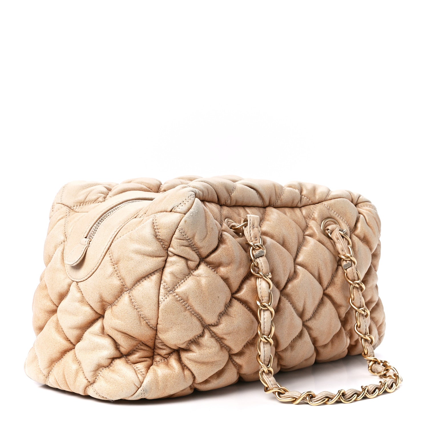 Chanel Lambskin Bubble Quilt Bowler Beige 3 of 11