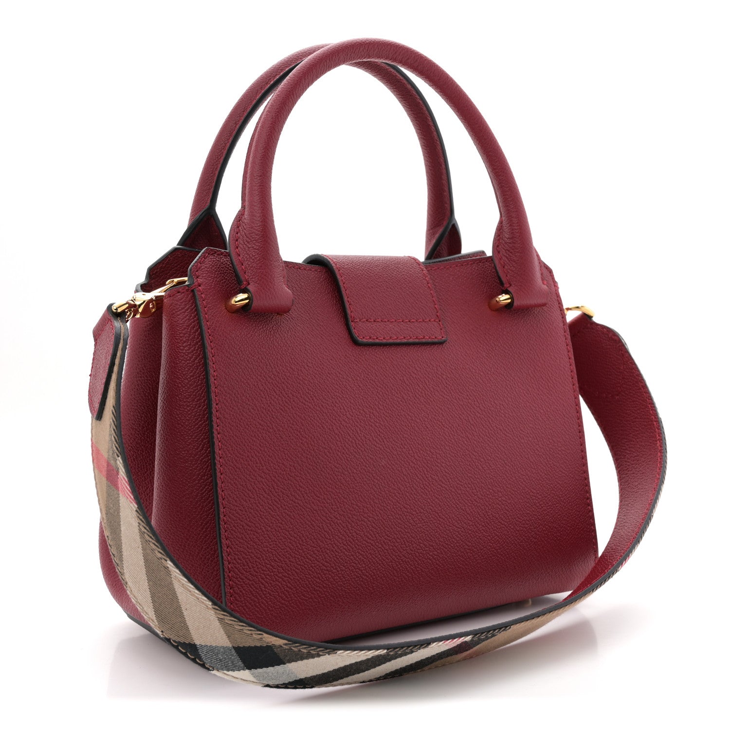 Burberry Soft Grain Calfskin Small Buckle Tote Parade Red 1836015