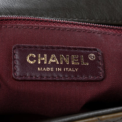 Chanel Calfskin Quilted Medium Gold Bar Top Handle Flap Dark Khaki 6 of 10