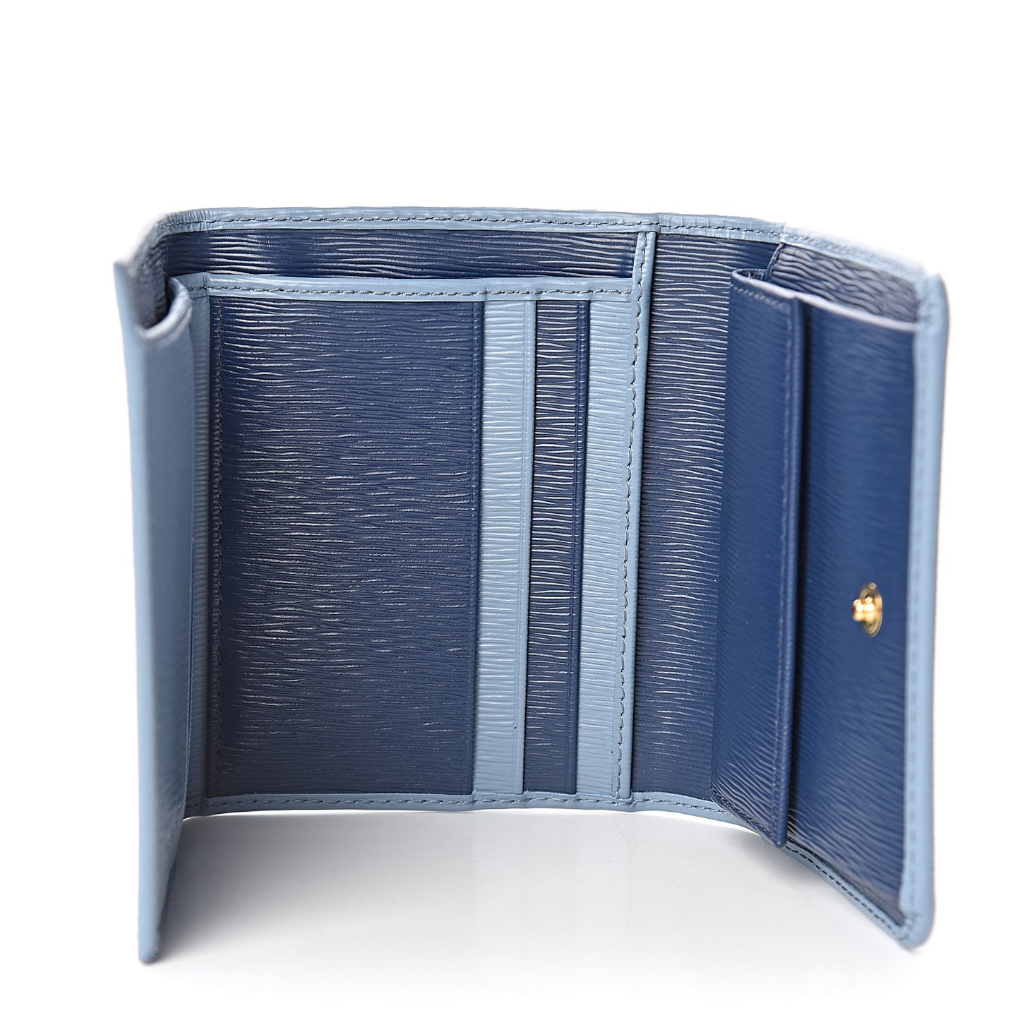Vitello Move Bi-Color Tri-Fold Compact Wallet Astrale Bluette