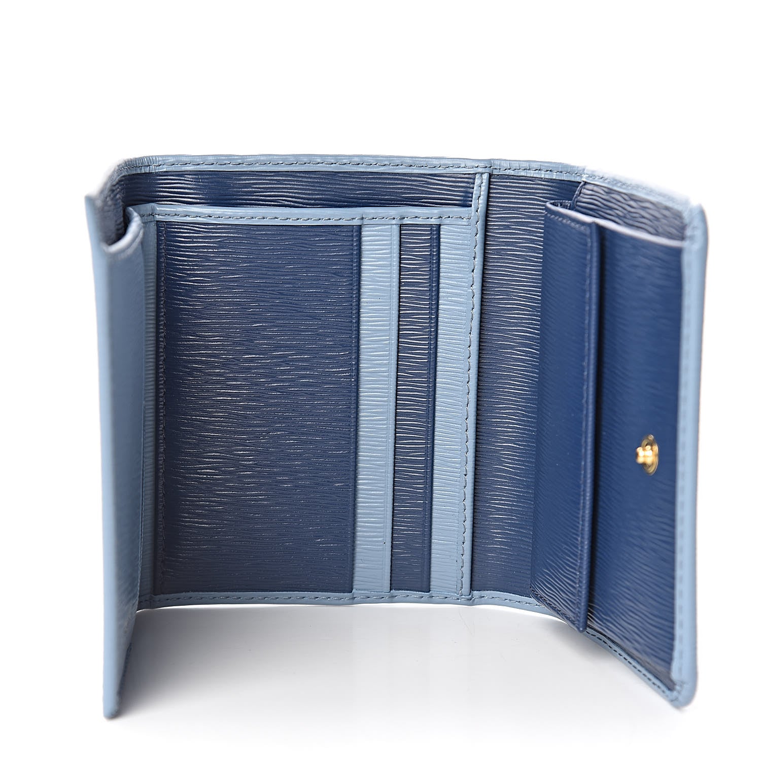 Prada Vitello Move Bi-Color Tri-Fold Compact Wallet Astrale Bluette 5 of 7