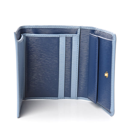 Prada Vitello Move Bi-Color Tri-Fold Compact Wallet Astrale Bluette 5 of 7