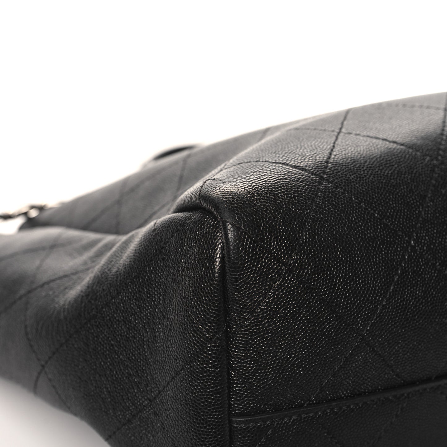 Caviar Stitched Large Shopping Tote Black