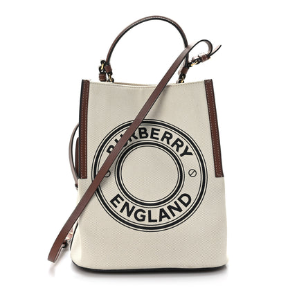 Burberry Canvas Cotton Small Peggy Bucket Bag Natural Gold 1 of 11