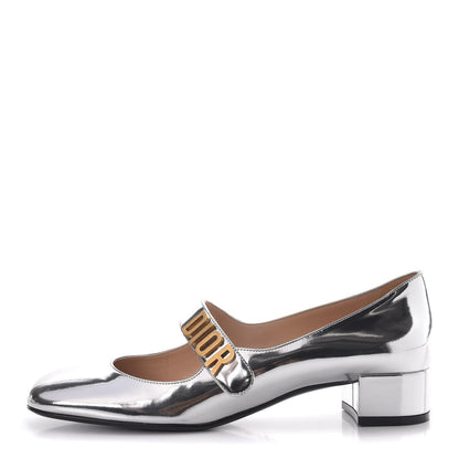 Christian Dior Mirror Finish Calfskin Baby-D Ballet Pumps 39 Silver 1 of 7