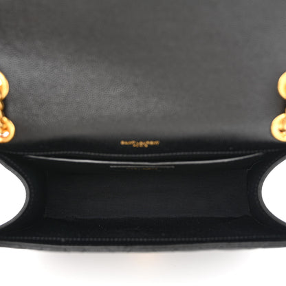 Saint Laurent Grain De Poudre Textured Mixed Matelasse Triquilt Medium Monogram Satchel Black 5 of 10