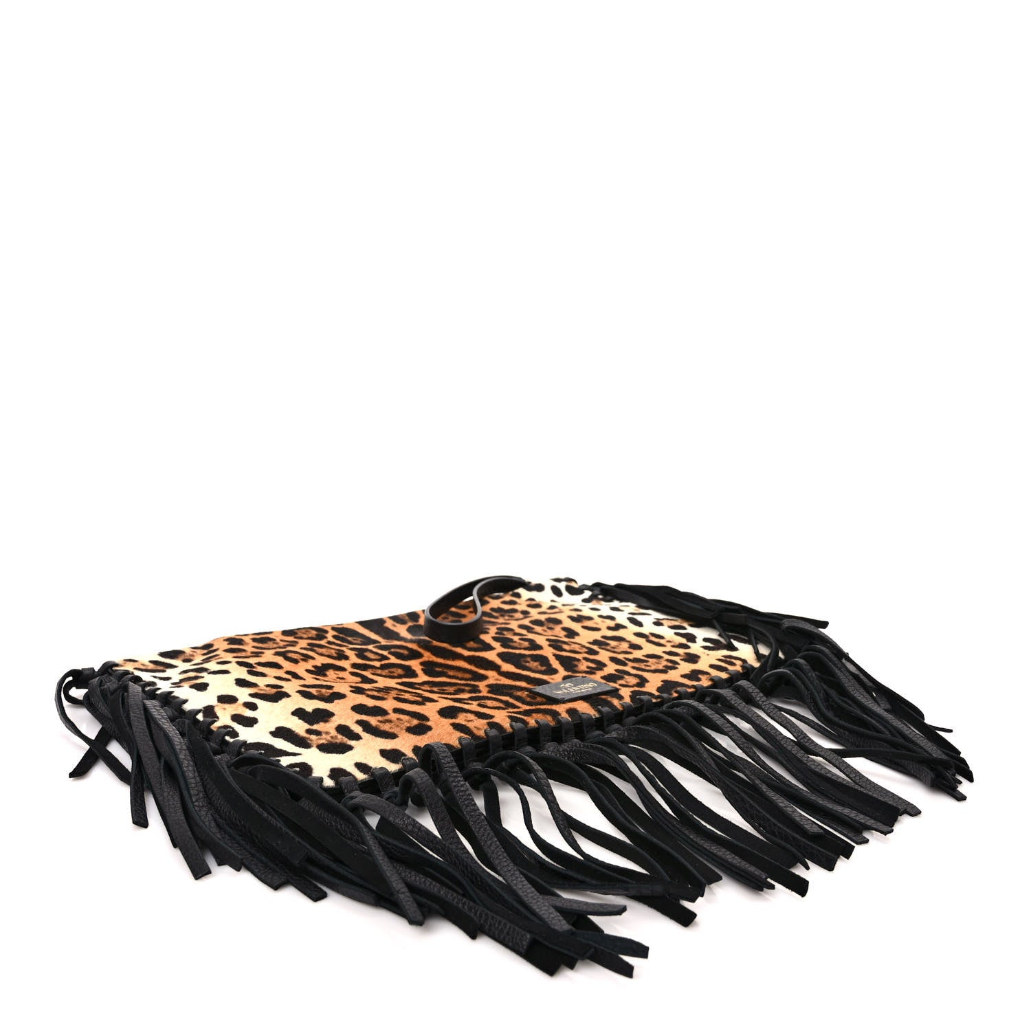 Valentino Garavani Calf Hair Oversized Fringe Clutch Leopard 4 of 6