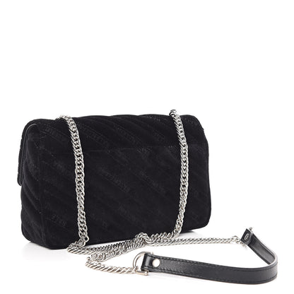 Balenciaga Velvet Logo Matelasse BB Chain Wallet Black 3 of 10