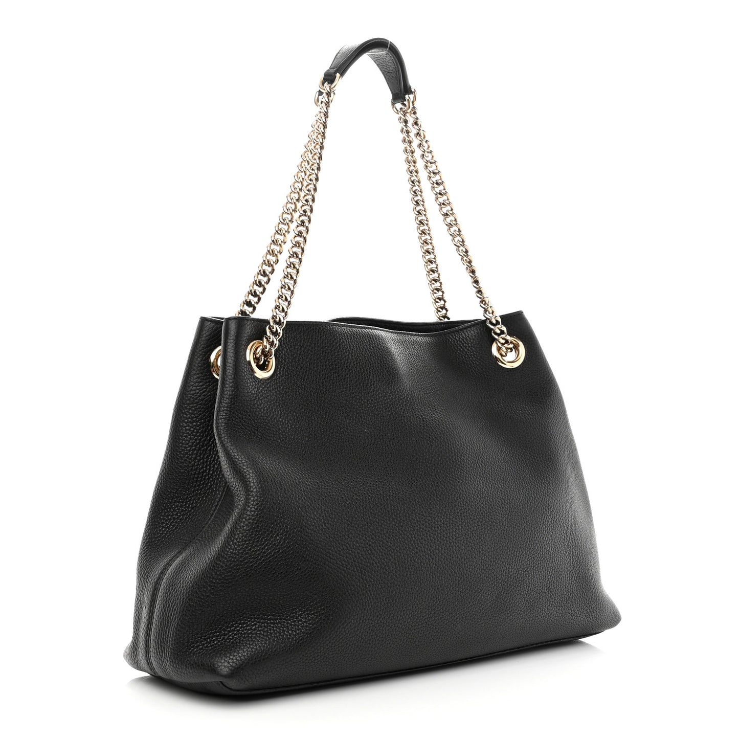 Pebbled Calfskin Medium Soho Chain Shoulder Bag Black