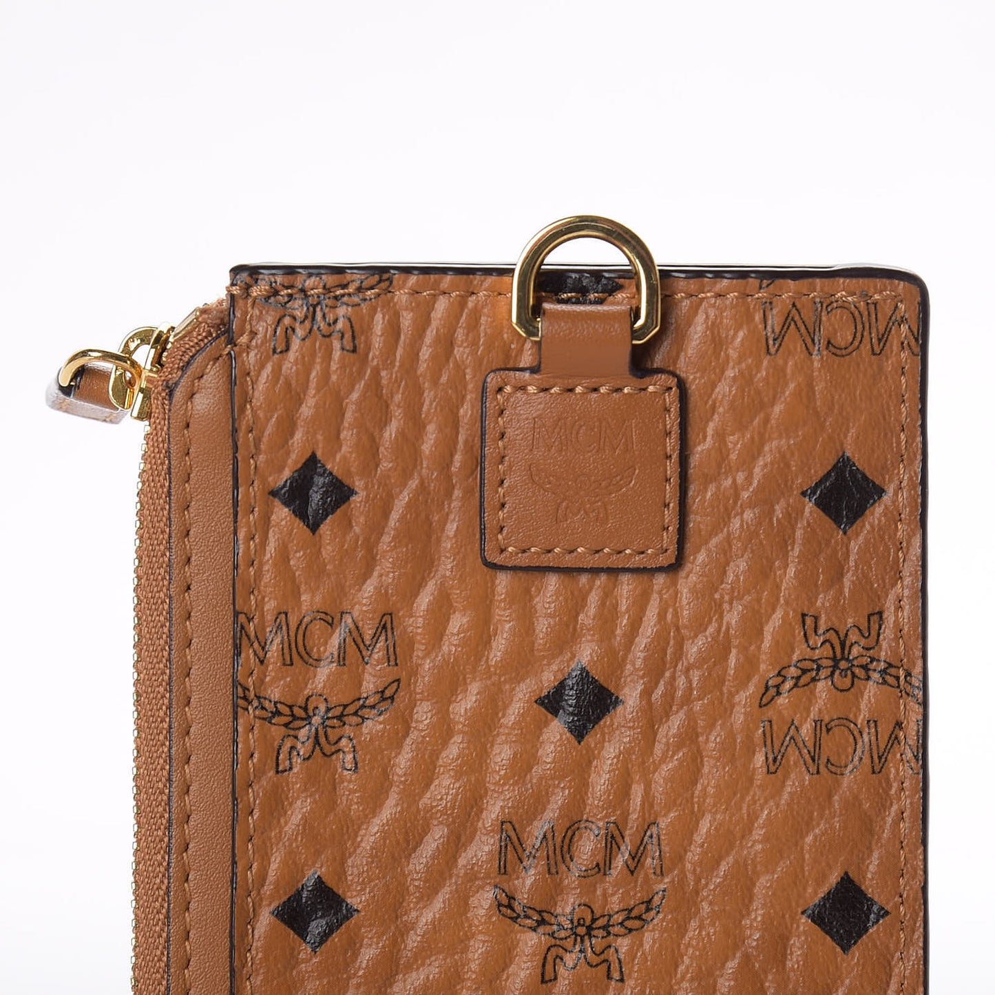 Visetos Neck Strap Card Case Holder Cognac