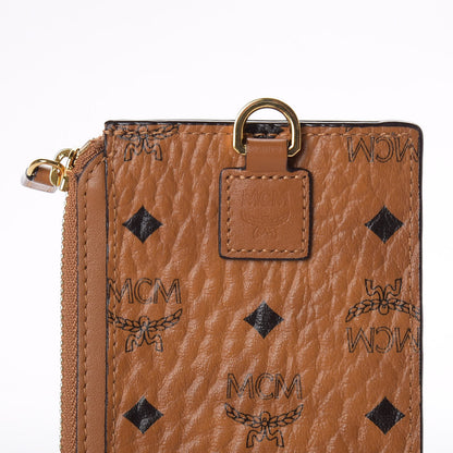MCM Visetos Neck Strap Card Case Holder Cognac 5 of 5